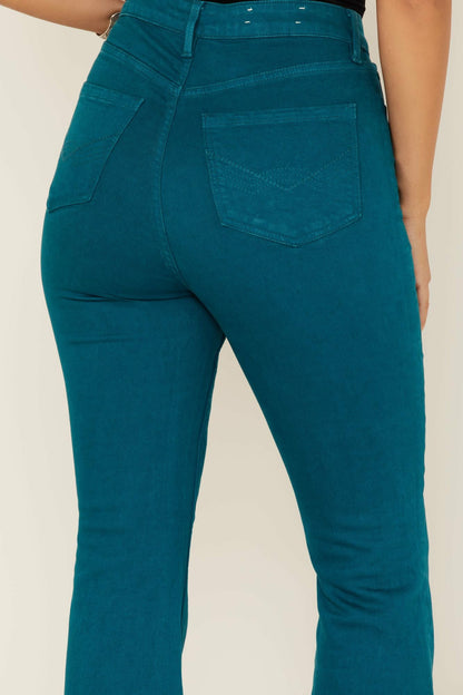 Women Teal Mid Rise Flare Jeans | Idyllwind