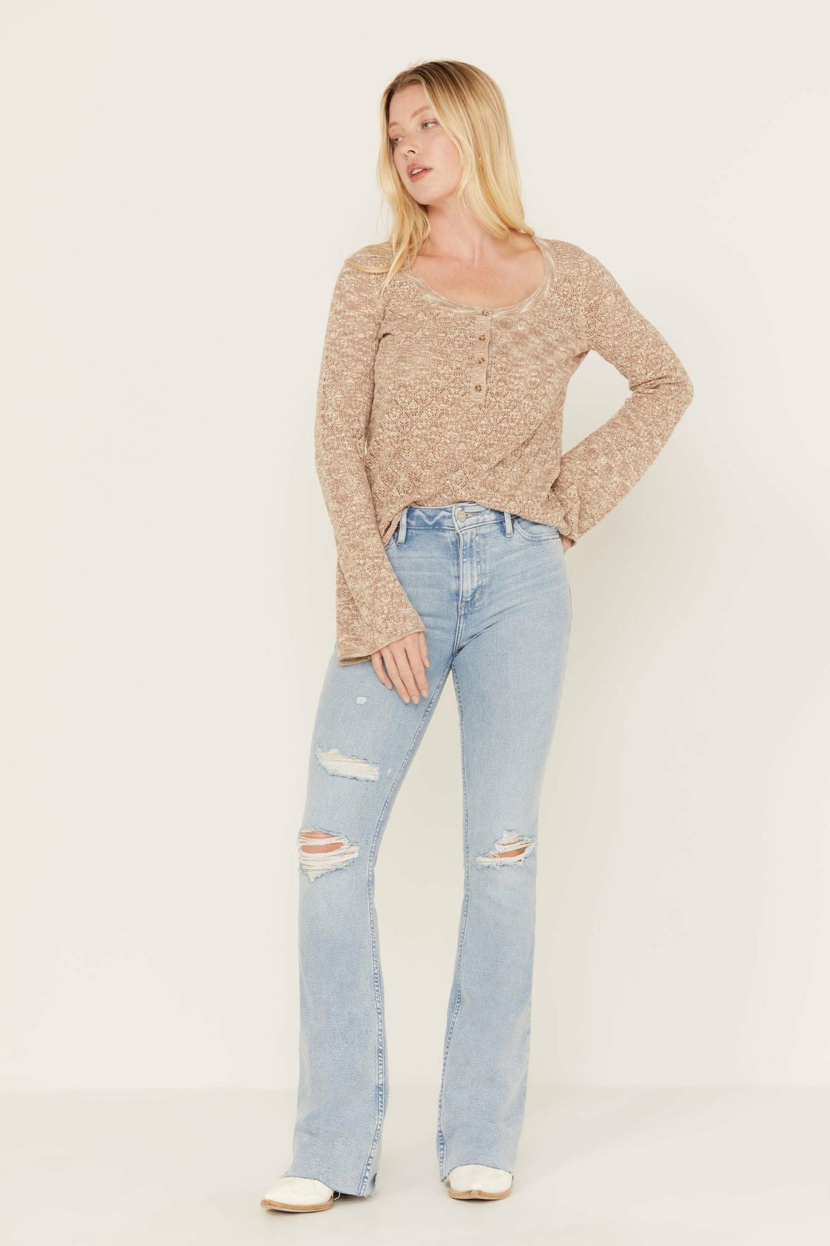 Women Melbourne Medium Wash High Risin Distressed Bootcut Jeans | Idyllwind