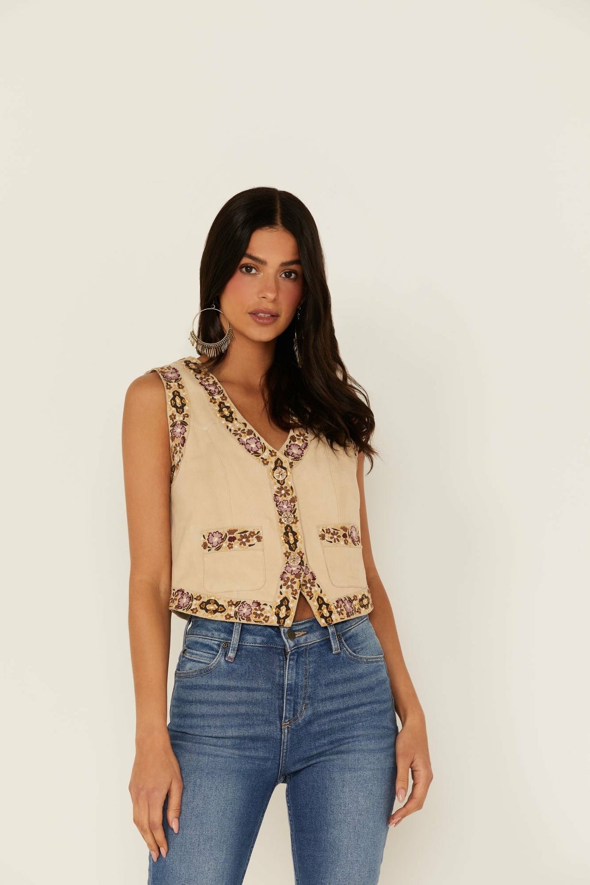 Women Embroidered Floral Suede Vest | Idyllwind