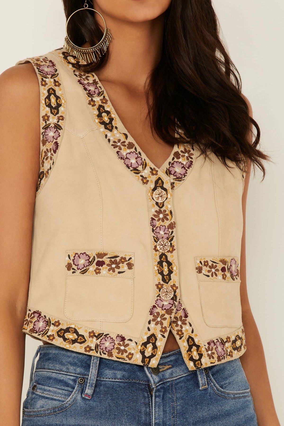 Women Embroidered Floral Suede Vest | Idyllwind