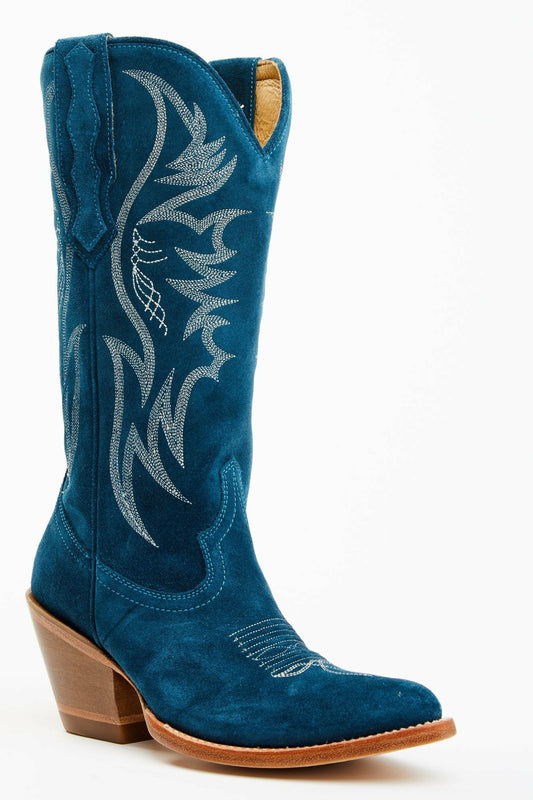 Women Charmed Life Teal Suede Western Boots - Round Toe | Idyllwind