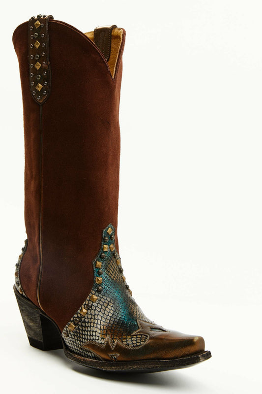 Women Leap Snake Suede Leather Western Boots - Snip Toe | Idyllwind