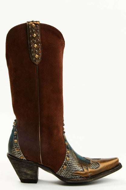 Women Leap Snake Suede Leather Western Boots - Snip Toe | Idyllwind