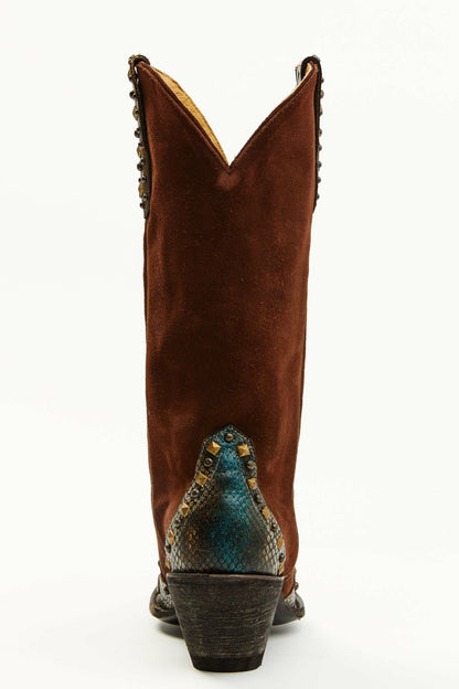 Women Leap Snake Suede Leather Western Boots - Snip Toe | Idyllwind