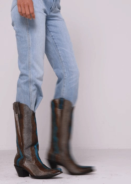 Women Strut Snake Print Leather Western Boots - Snip Toe | Idyllwind