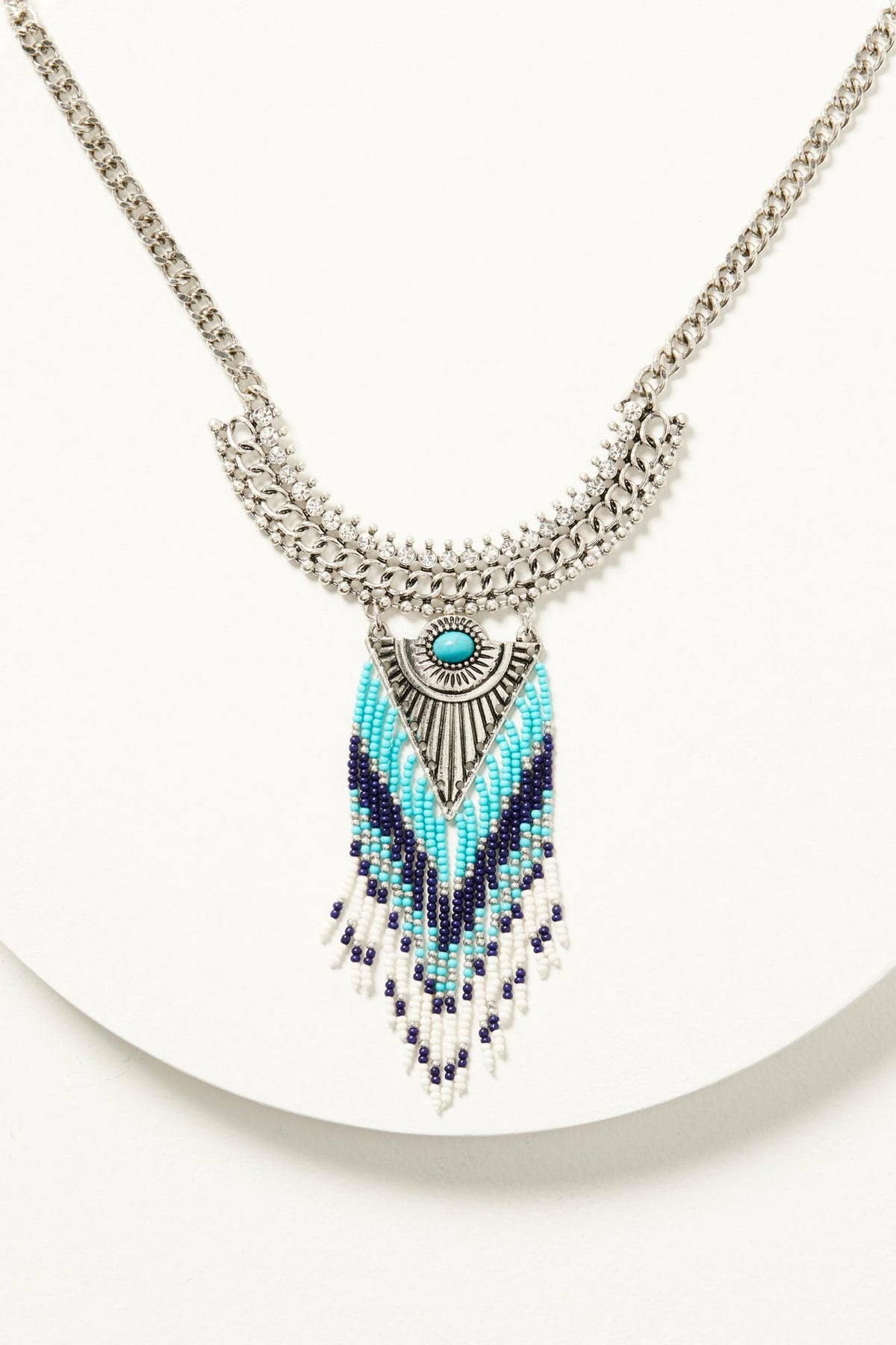 Women Leon Silver Beaded Statement Necklace | Idyllwind