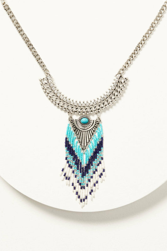 Women Leon Silver Beaded Statement Necklace | Idyllwind