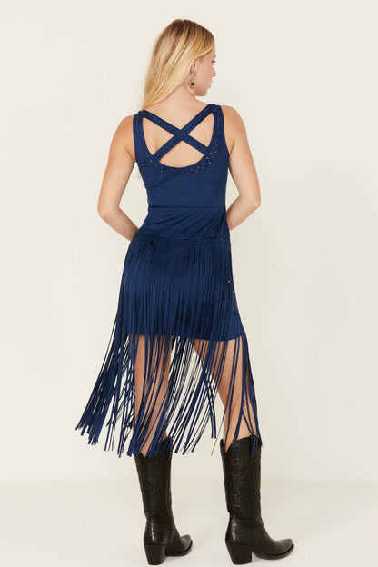 Women Country Mannor Faux Suede Fringe Dress | Idyllwind