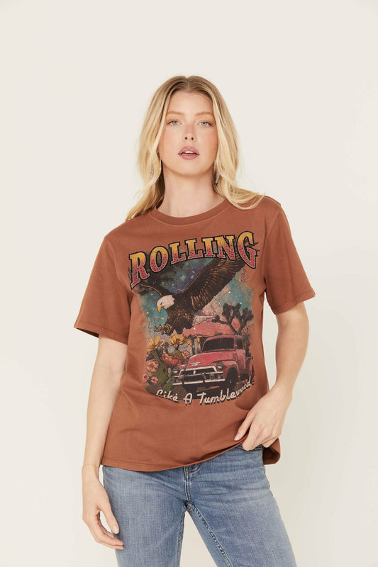 Women Rhinestone Rolling Graphic Western Tee | Idyllwind