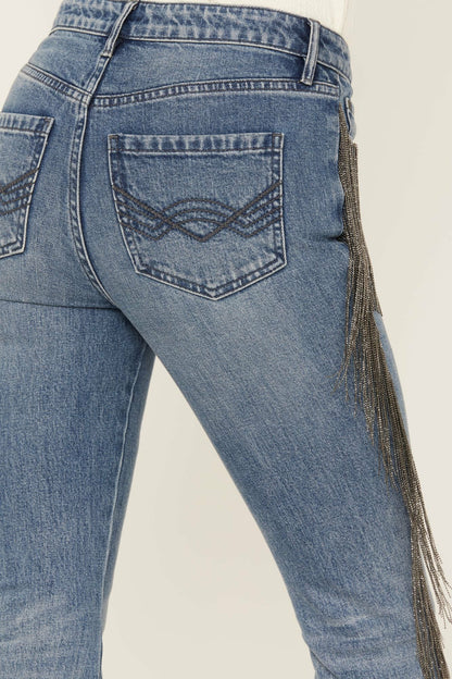 Women Carlyle Place High Risin' Fringe Bootcut Jeans | Idyllwind