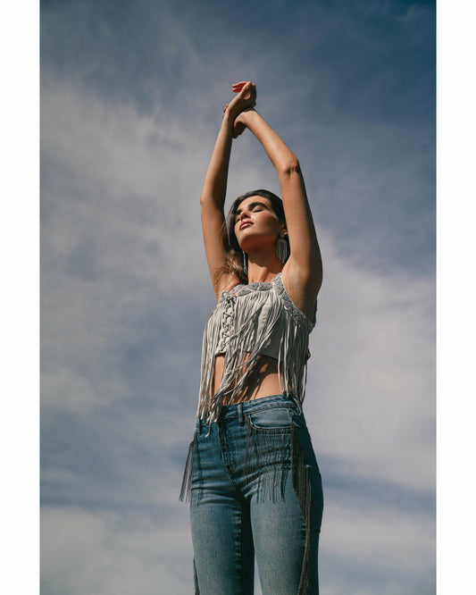 Women Georgia Fringe Lace-Up Bustier | Idyllwind