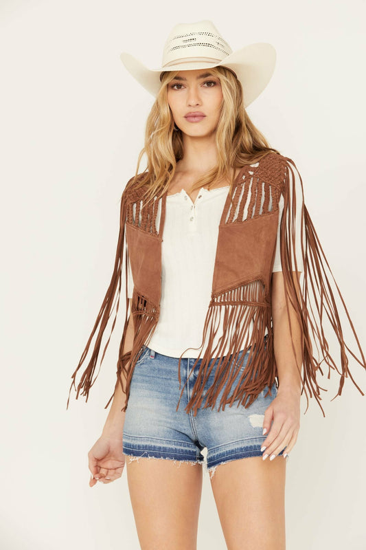 Women Ennis Suede Crochet Vest | Idyllwind