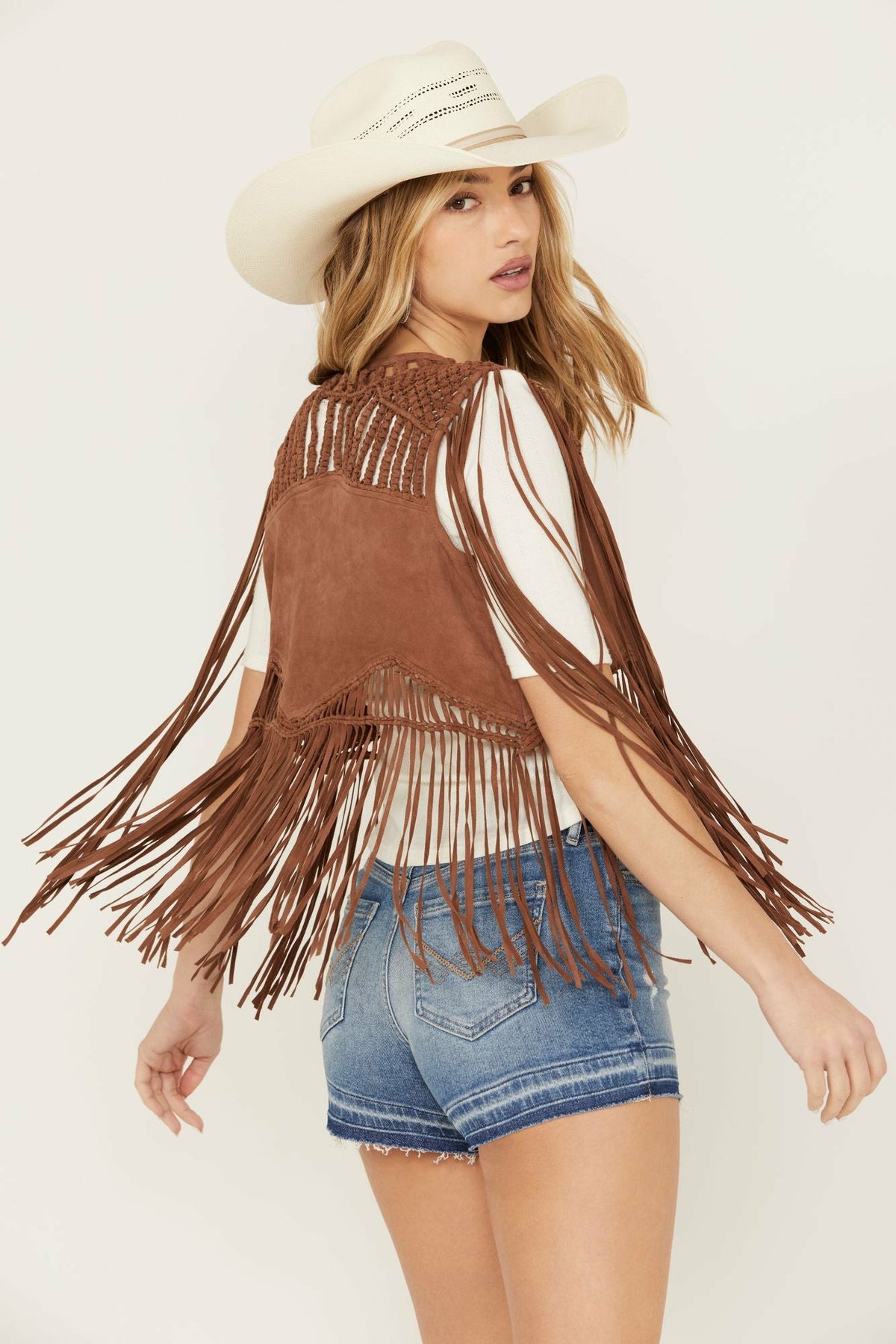 Women Ennis Suede Crochet Vest | Idyllwind