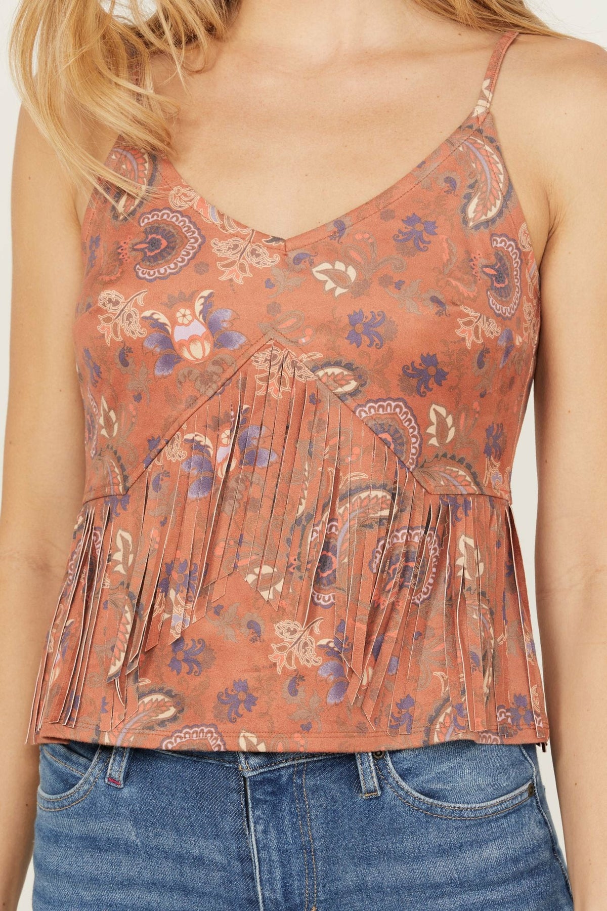 Women Golden Road Print Fringe Top | Idyllwind