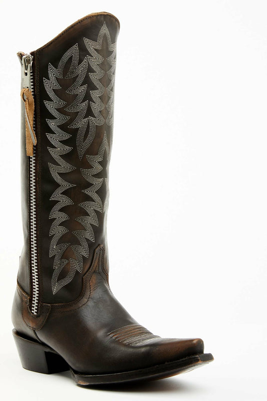 Women Latigo Side Zip Distressed Tall Western Boot - Snip Toe | Idyllwind