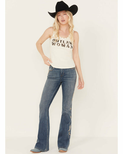 Women Onslow Medium Wash Gypsy High Rise Embellished Stretch Flare Jeans | Idyllwind