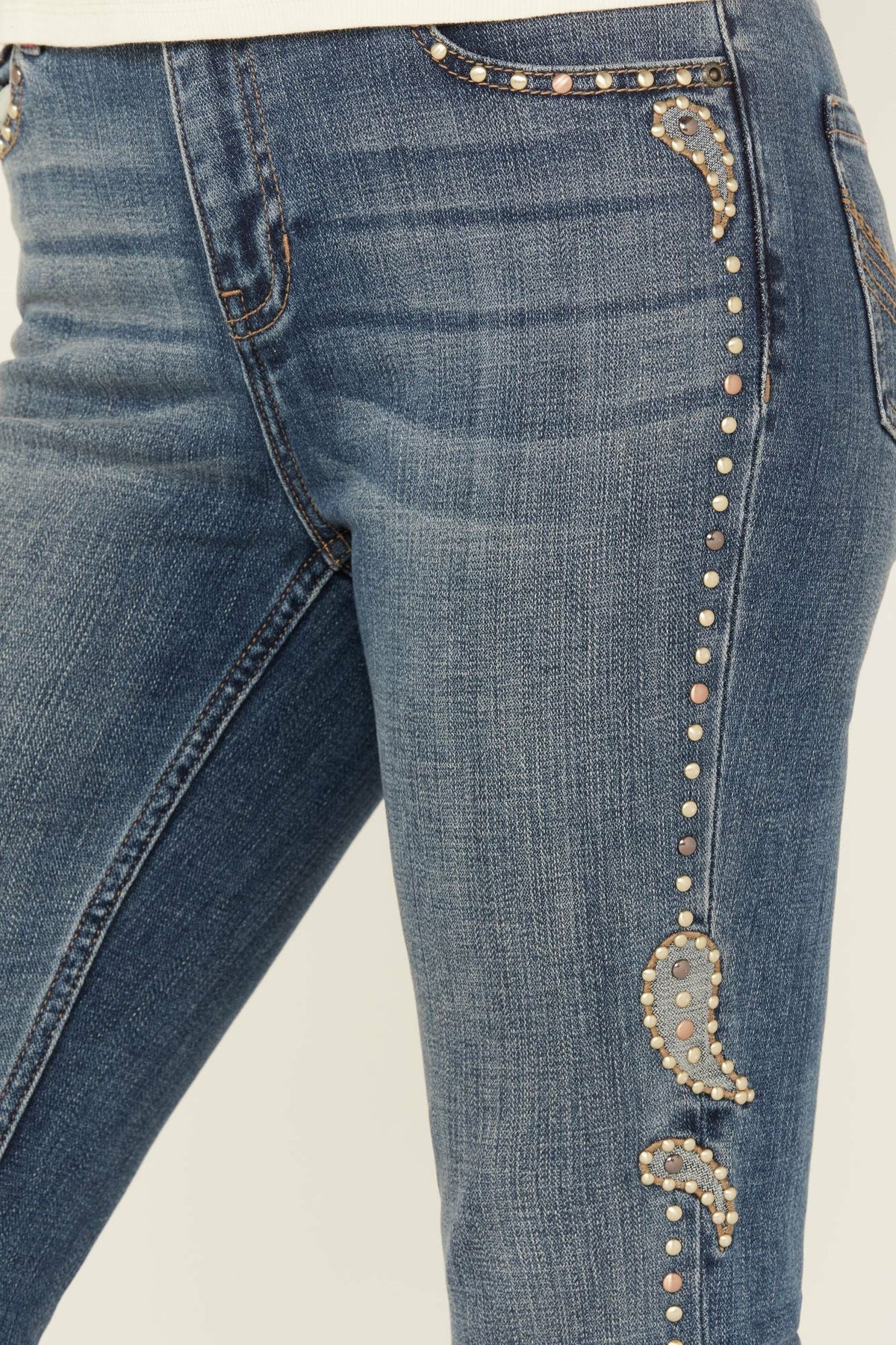 Women Onslow Medium Wash Gypsy High Rise Embellished Stretch Flare Jeans | Idyllwind