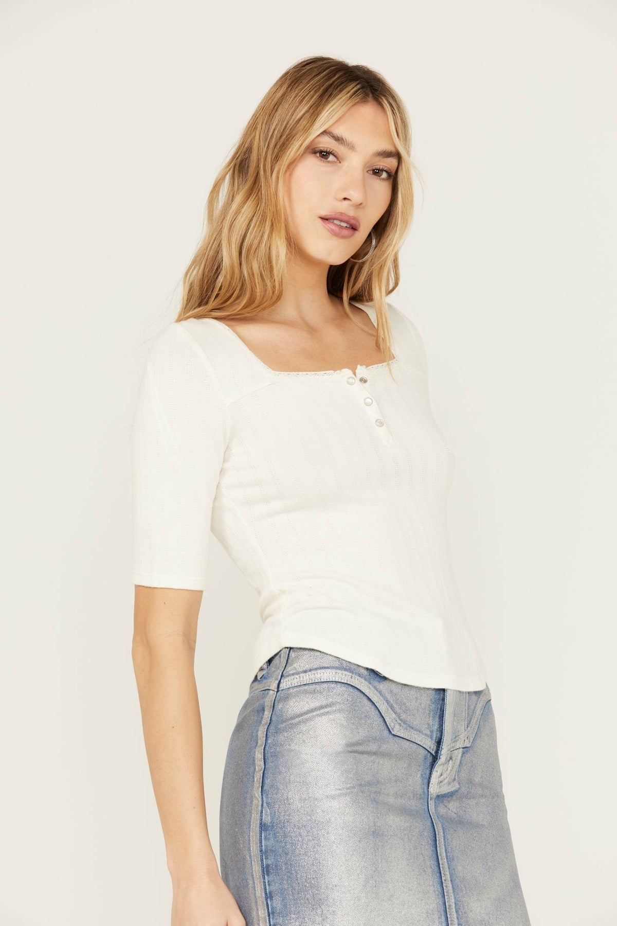 Women Lucy Square Neck Henley Shirt | Idyllwind