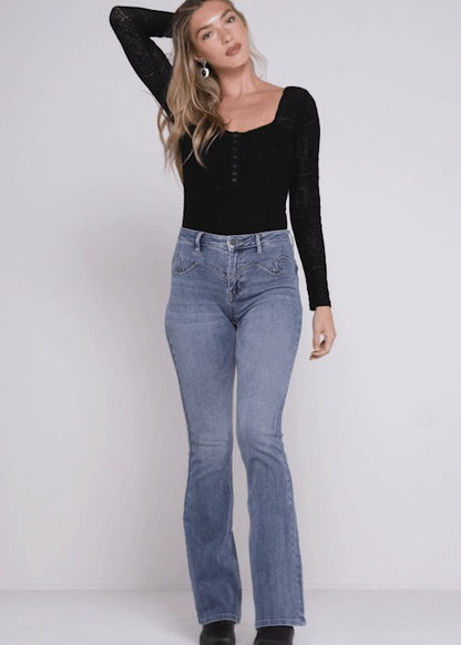 Women Beasley Gypsy High Rise Western Yoke Stretch Bootcut Jeans | Idyllwind