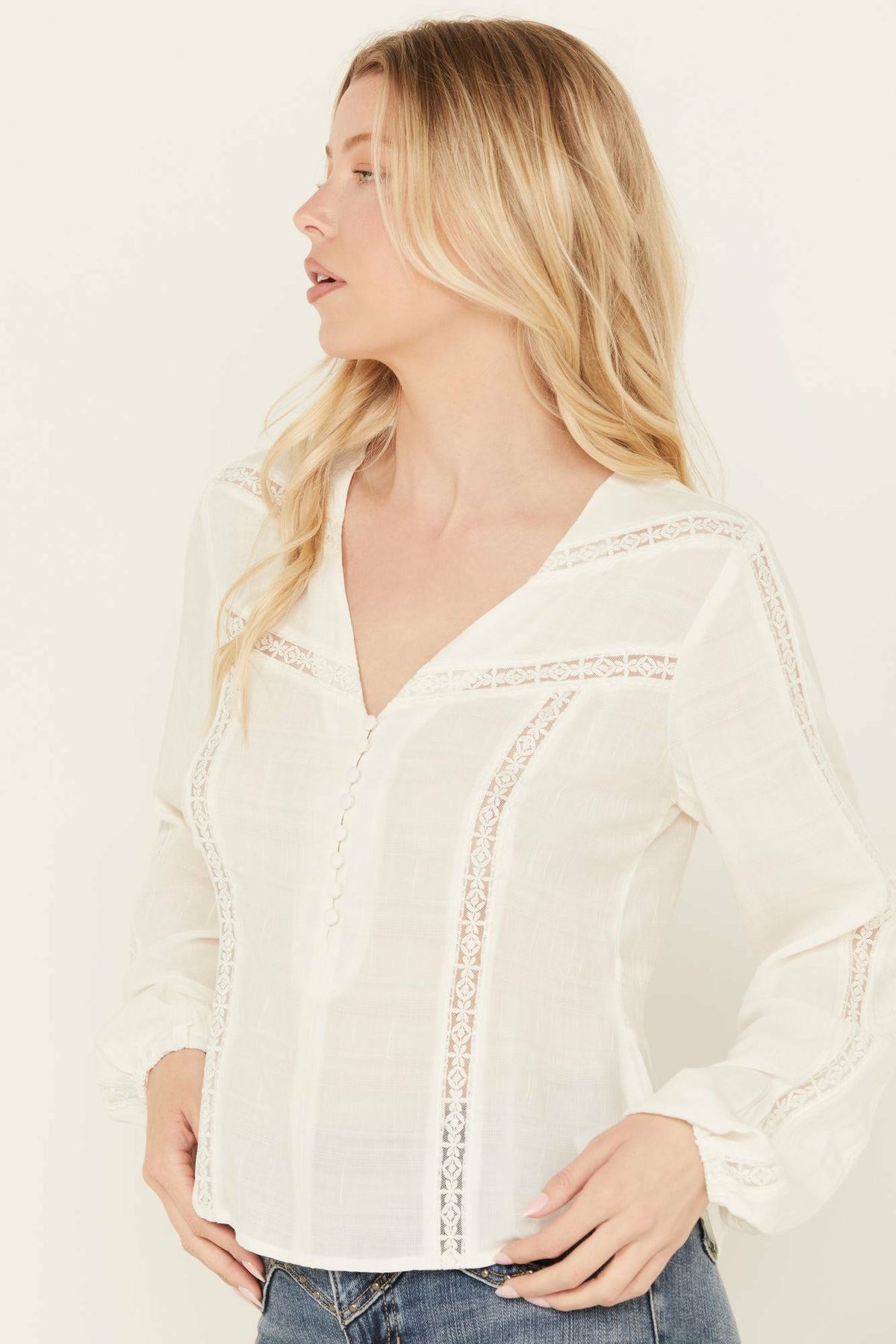 Women Charlotte Long Sleeve Lace Inset Top | Idyllwind