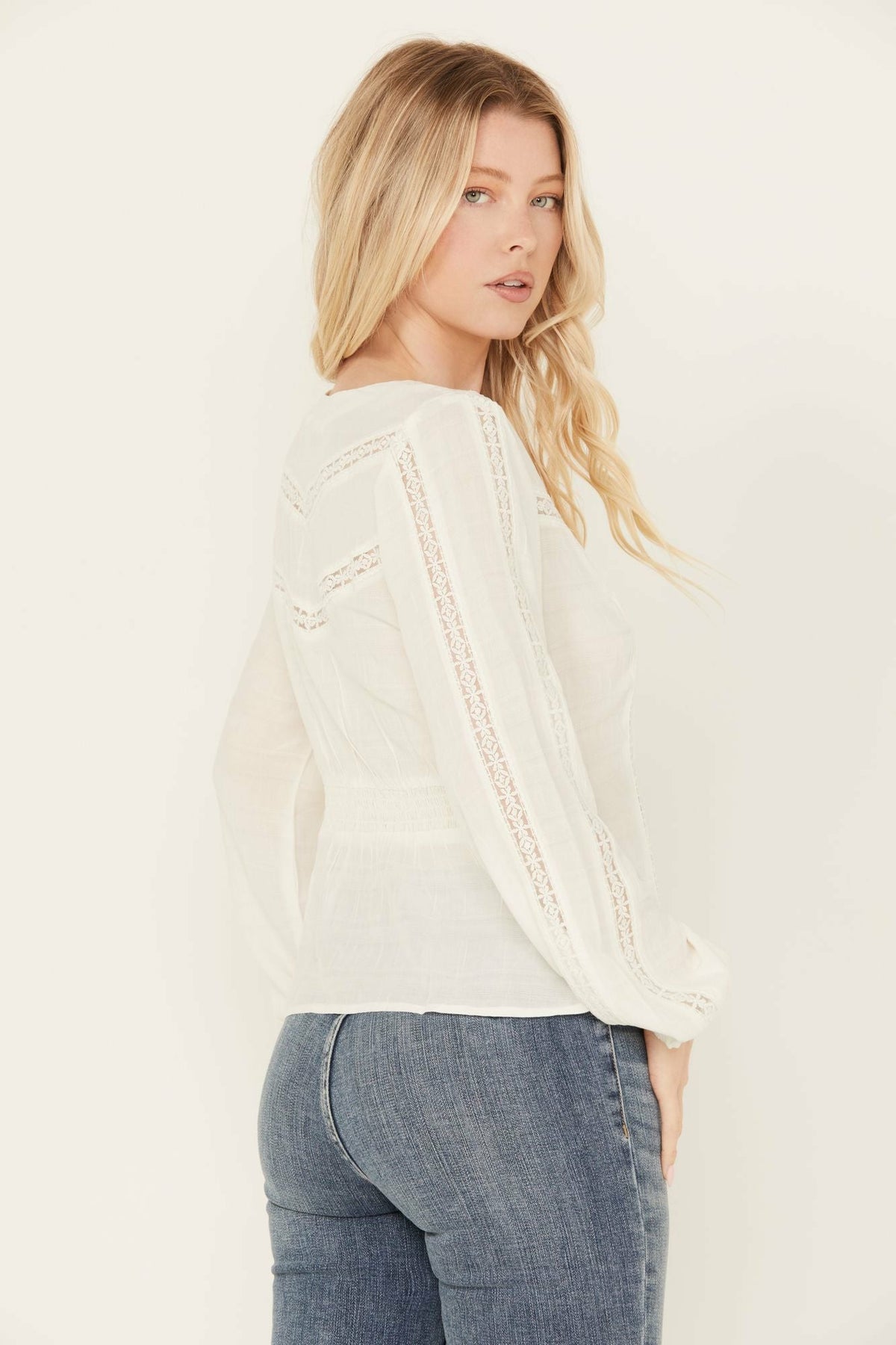 Women Charlotte Long Sleeve Lace Inset Top | Idyllwind
