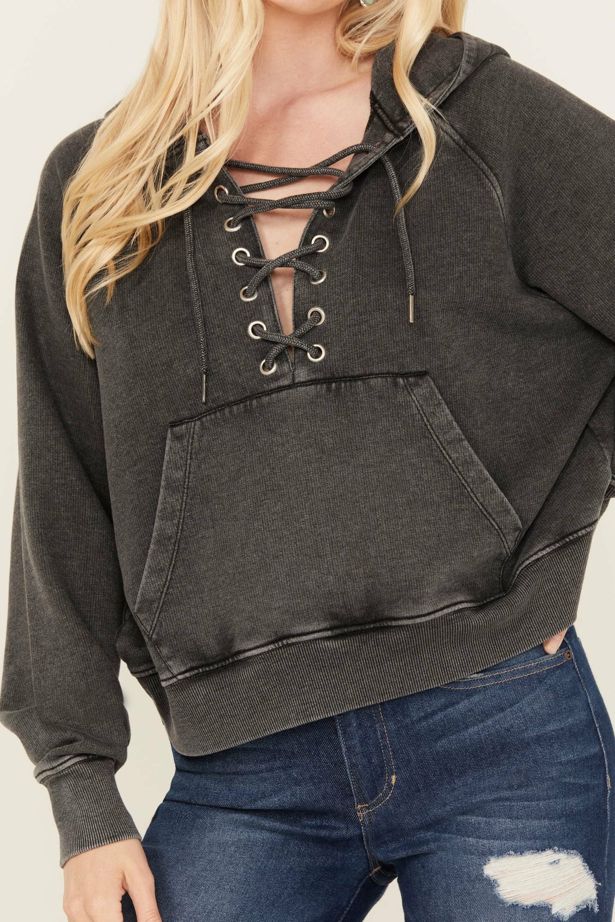 Women Blanche Studded Tie Front Hoodie | Idyllwind