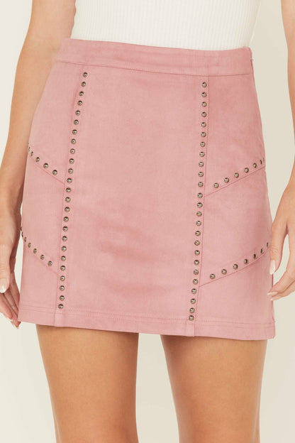 Women Charlotte Faux Suede Studded Mini Skirt | Idyllwind