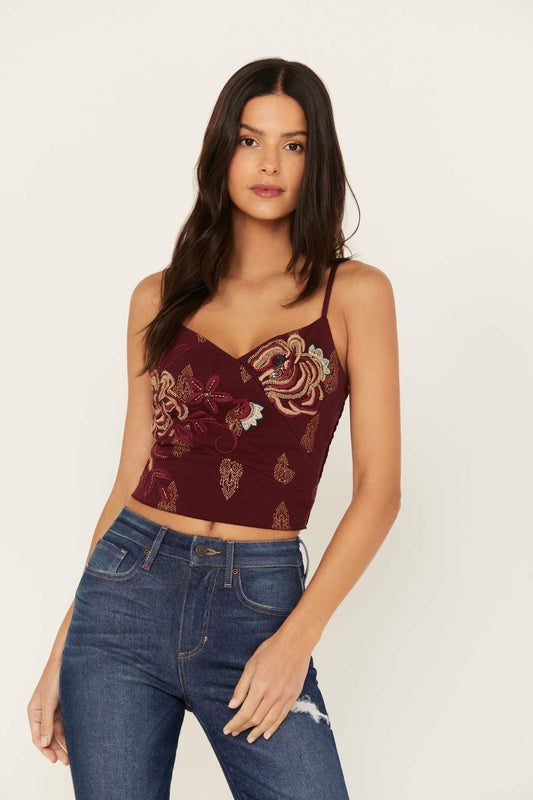 Women Jessamine Embroidered Smocked Back Crop Top | Idyllwind