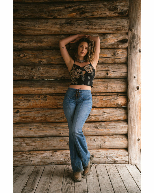 Women Jessamine Embroidered Smocked Back Crop Top | Idyllwind
