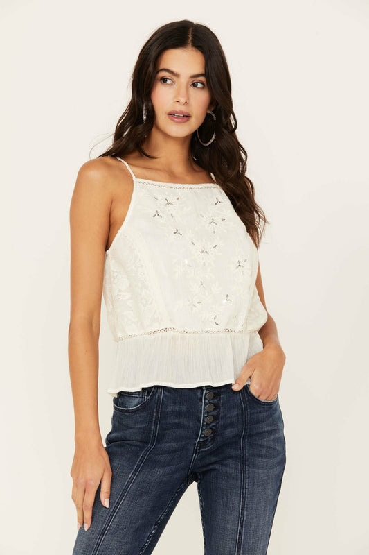 Women Magda Embroidered Peplum Tank | Idyllwind