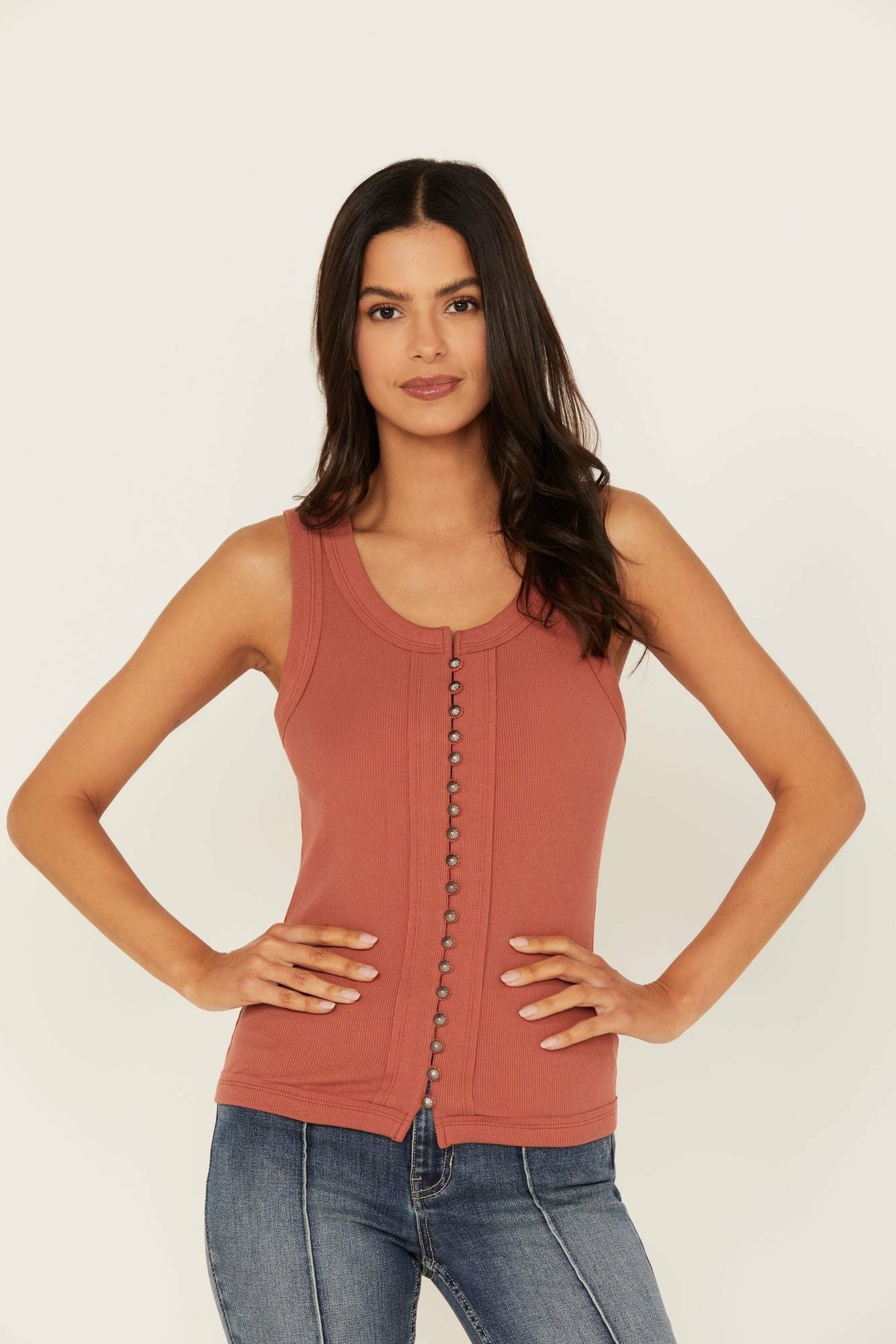 Women Edna Button Front Ribbed Tank | Idyllwind