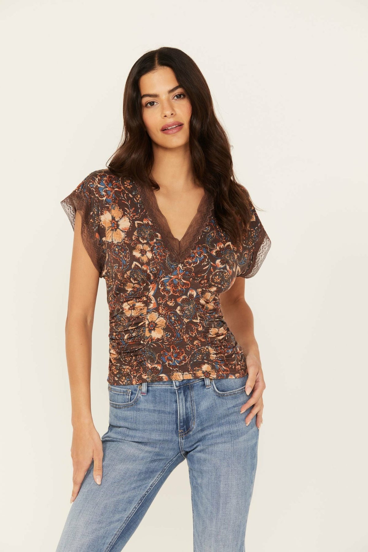 Women Poppy Floral Lace Trim Jersey Top | Idyllwind