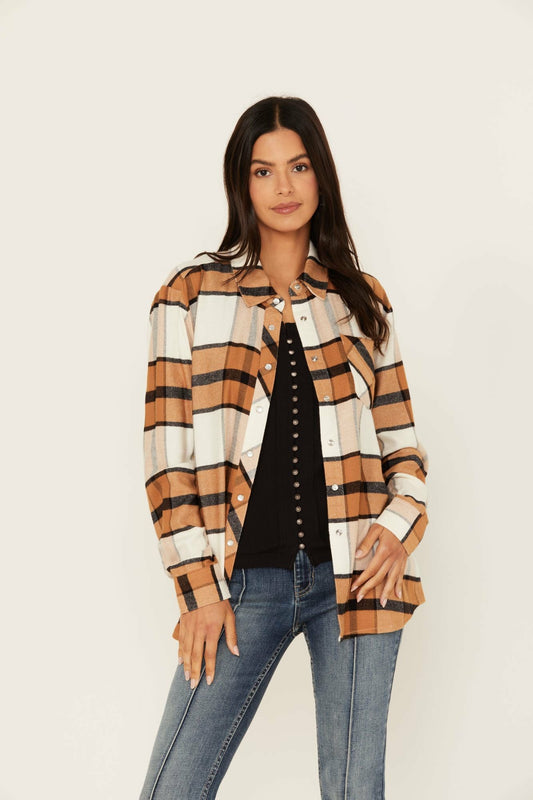 Women Caroline Featherlight Plaid Print Pearl Snap Shirt | Idyllwind