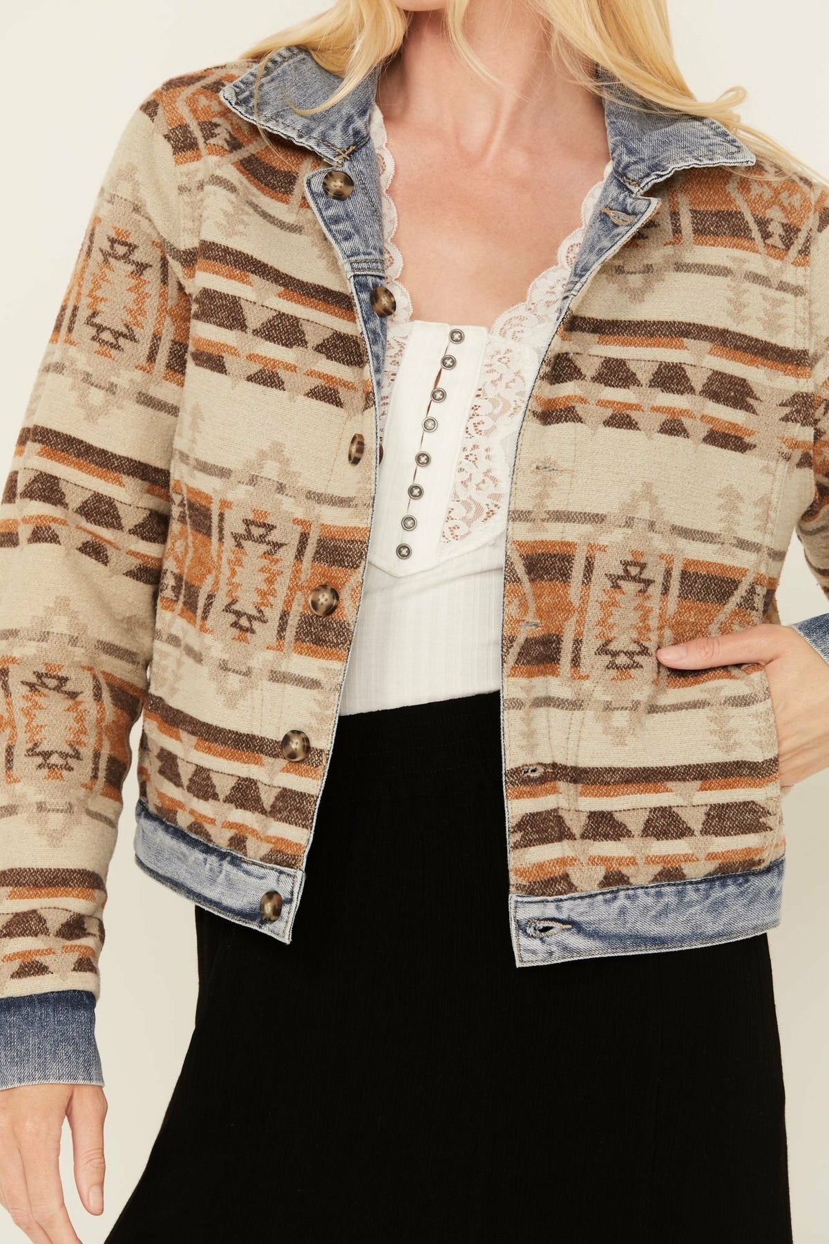 Women Barton Reversible Denim Blanket Jacket | Idyllwind