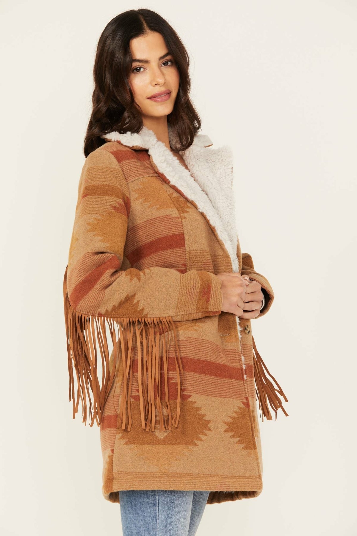 Women Nettie Sherpa Collar Tonal Blanket Coat | Idyllwind
