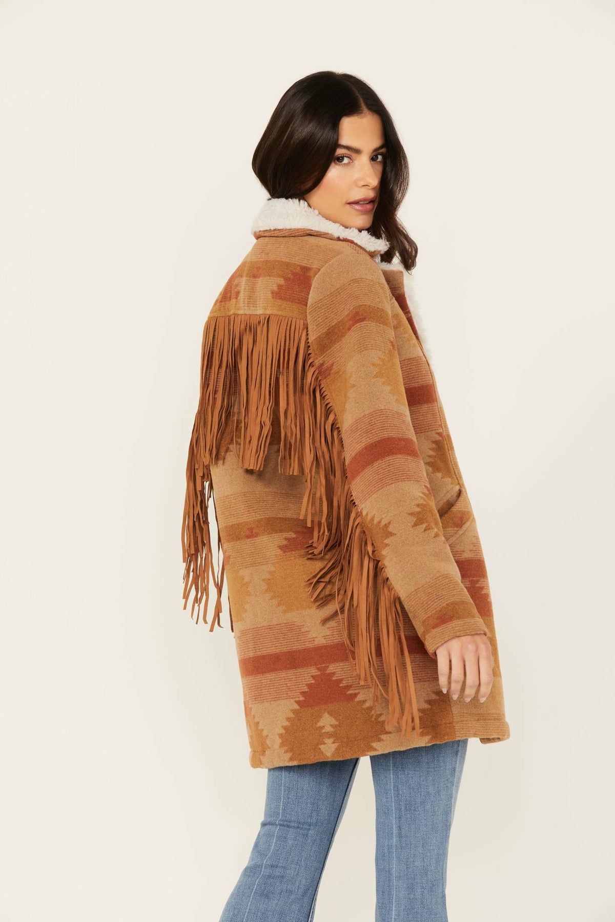 Women Nettie Sherpa Collar Tonal Blanket Coat | Idyllwind