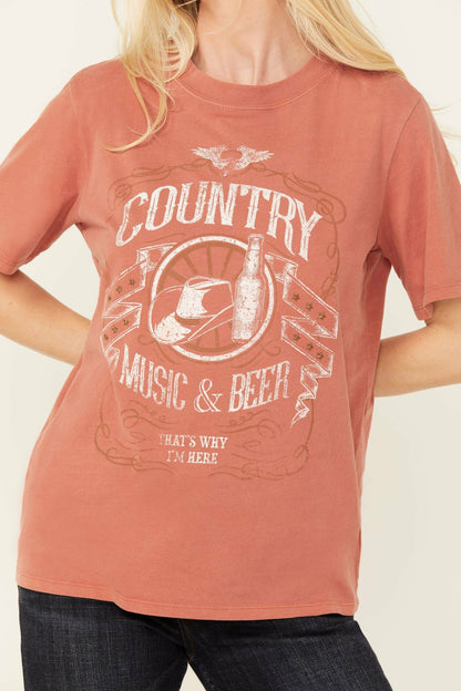 Women Helen Country Music and Beer Short Sleeve Graphic Tee | Idyllwind