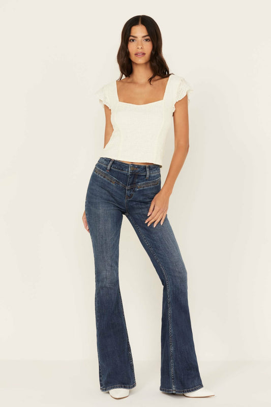 Women Carvell Medium Wash Gypsy High Rise Stretch Flare Jeans | Idyllwind