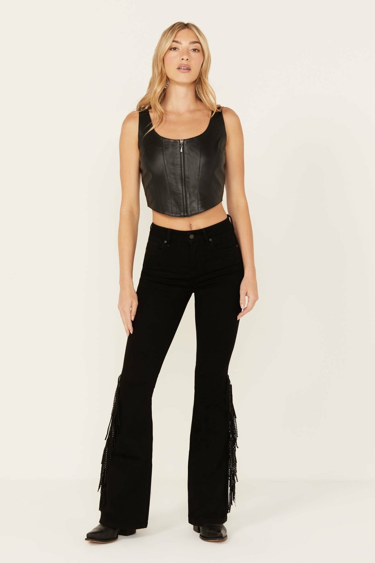 Women Bordeaux Gypsy High Rise Stretch Studded Flare Jeans | Idyllwind