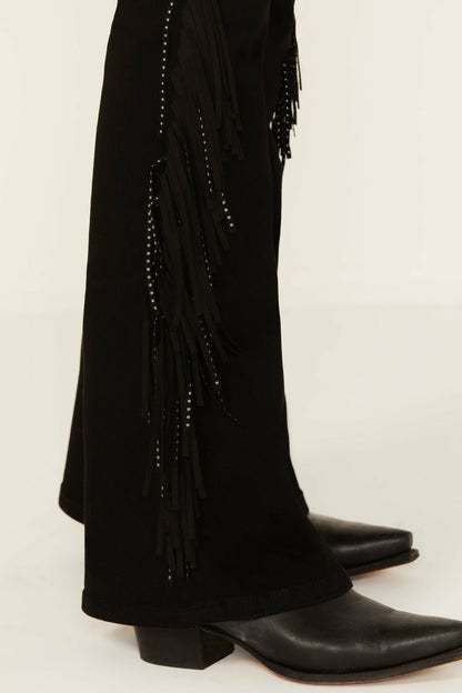 Women Bordeaux Gypsy High Rise Stretch Studded Flare Jeans | Idyllwind