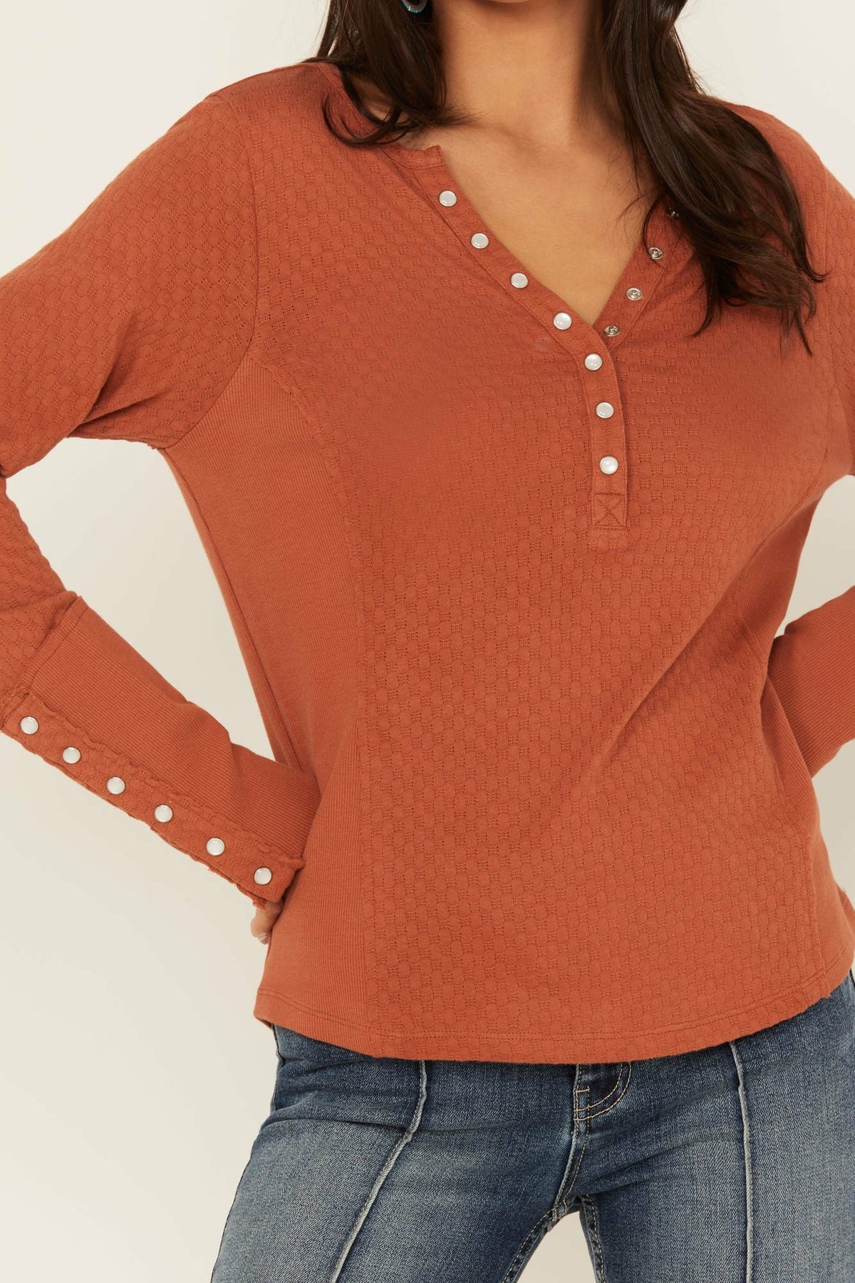 Women Pearl Knit Henley Shirt | Idyllwind