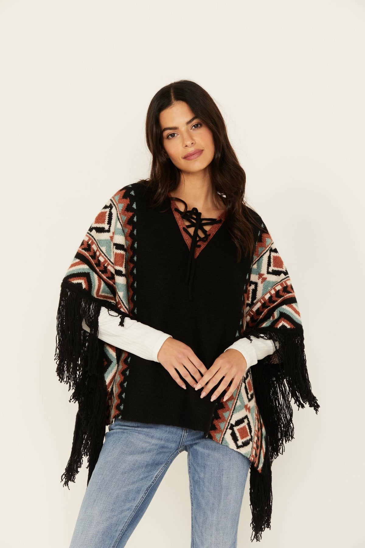 Women Alma Southwestern Poncho Sweater | Idyllwind