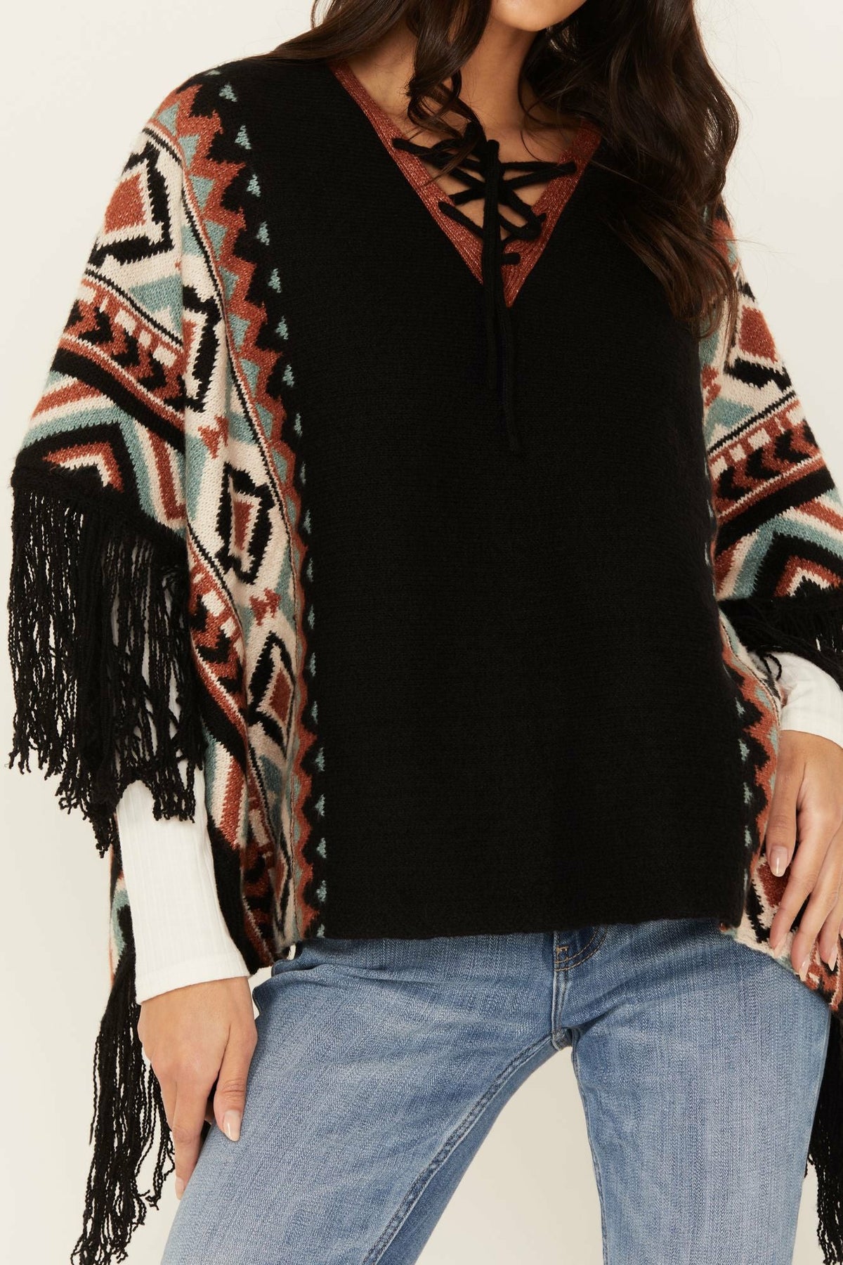 Women Alma Southwestern Poncho Sweater | Idyllwind