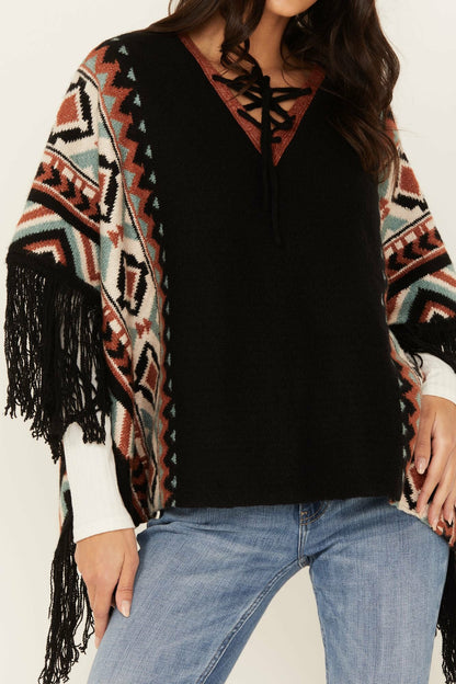 Women Alma Southwestern Poncho Sweater | Idyllwind