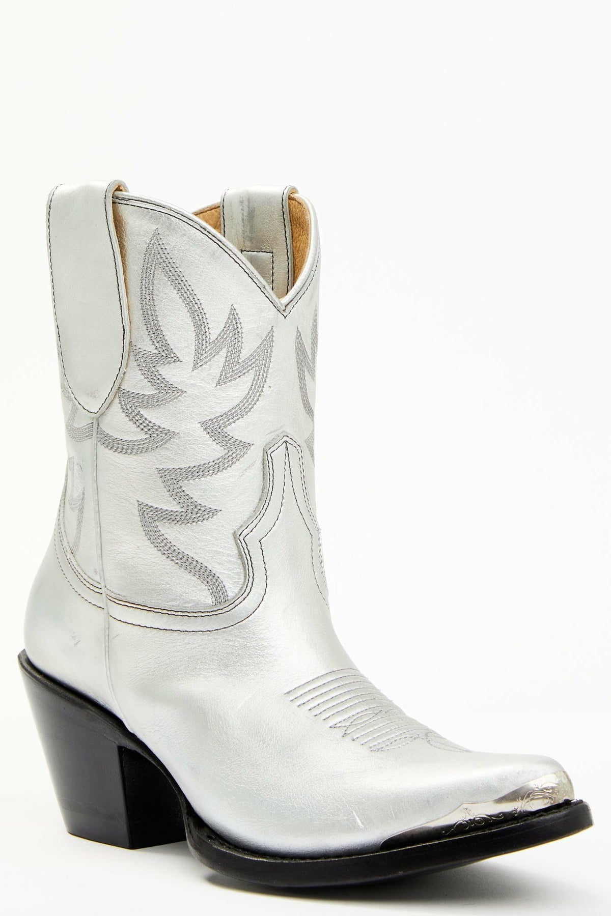 Women Wheels Silver Leather Western Booties - Round Toe | Idyllwind