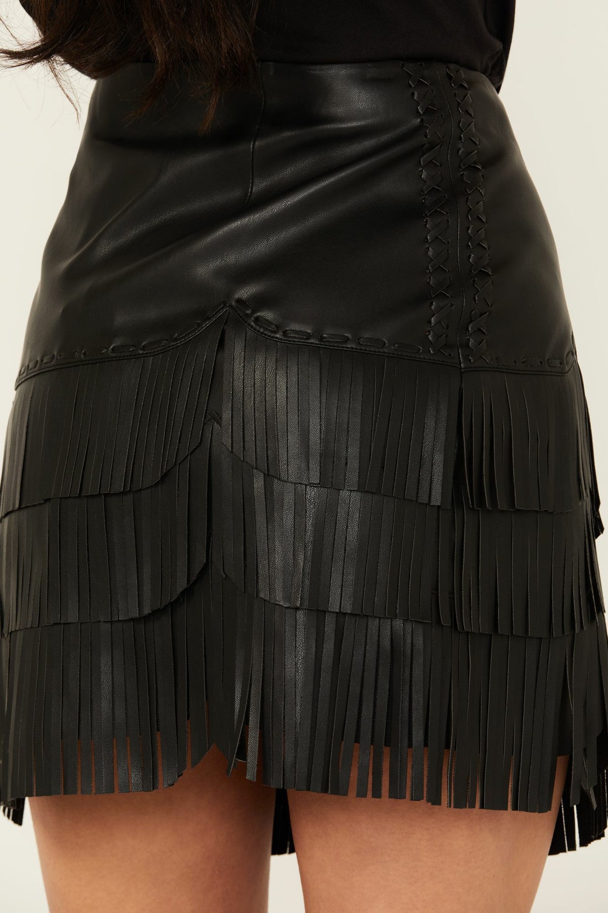 Women Irene Fringe Faux Leather Skirt | Idyllwind