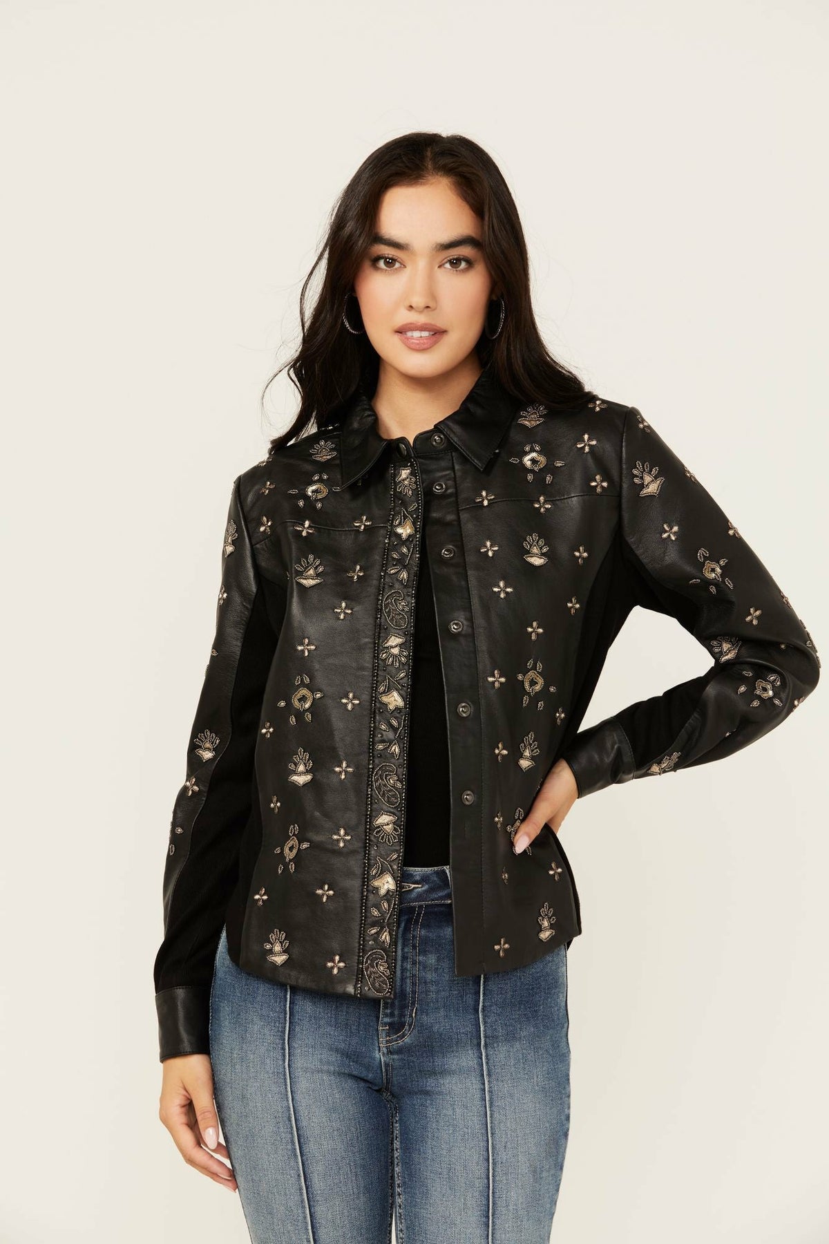 Women Siers Embellished Leather Button-Down Shirt | Idyllwind