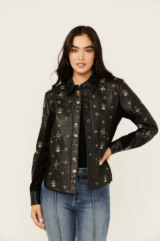 Women Siers Embellished Leather Button-Down Shirt | Idyllwind