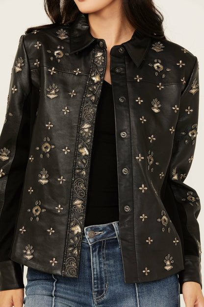 Women Siers Embellished Leather Button-Down Shirt | Idyllwind