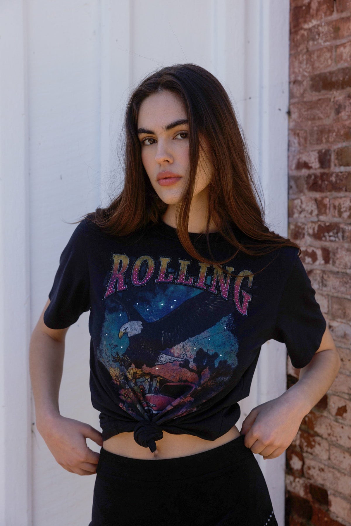 Women Rolling Rhinestone Short Sleeve Graphic Tee | Idyllwind
